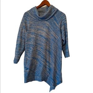 Women’s Design 365 Cowl Neck Turquoise and Gray Sweater